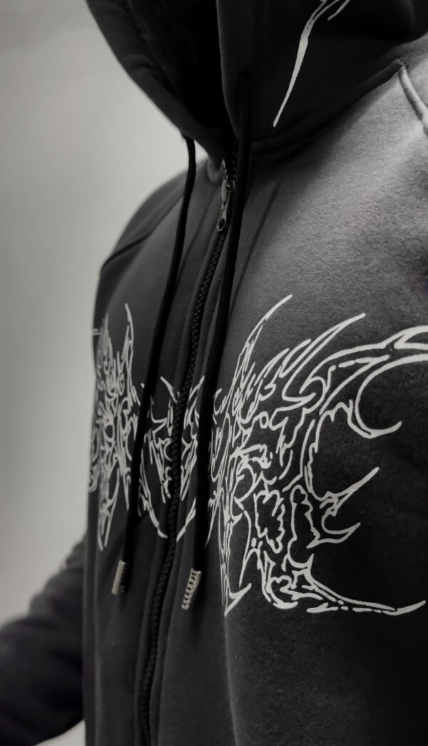 AFTER-DEATH ZIP HOODIE – DARK ASH