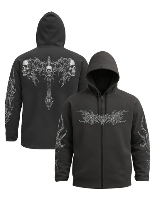 hoodie mockup AFTER-DEATH ZIP HOODIE – DARK ASH