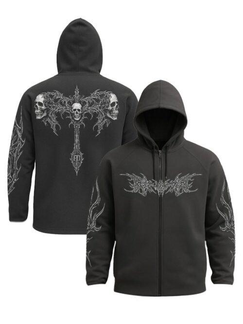 AFTER-DEATH ZIP HOODIE – DARK ASH