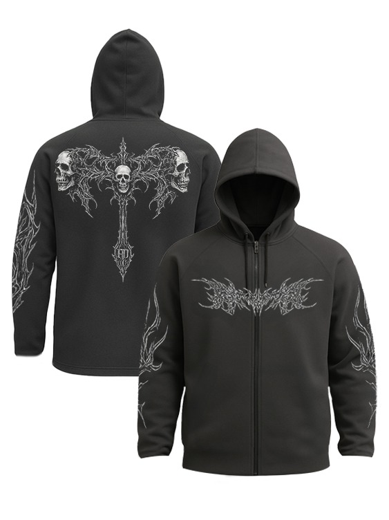 AFTER-DEATH ZIP HOODIE – DARK ASH